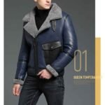 New Genuine Sheep Shearling Jacket Young Man real Sheep Skin Coat Male Winter Jacket Blue Men Fur Gentlemen Casual Overcoat style 1 black   XL 3 120 11zon
