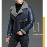 New Genuine Sheep Shearling Jacket Young Man real Sheep Skin Coat Male Winter Jacket Blue Men Fur Gentlemen Casual Overcoat style 1 black XL 3 120 11zon