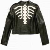 Women’s Black Skeleton Biker Jacket – Edgy Leather Style | Mad Skinwear