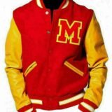 Men's MJ Thriller Michael Jackson Red M Logo Varsity Letterman Jacket