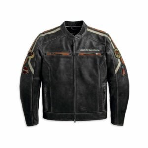 Mens Black Cowhide Vintage Boxford Harley Davidson Biker Leather Jacket 1