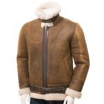 Men’s Tan Sheepskin Aviator Jacket