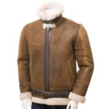 Men’s Tan Sheepskin Aviator Jacket