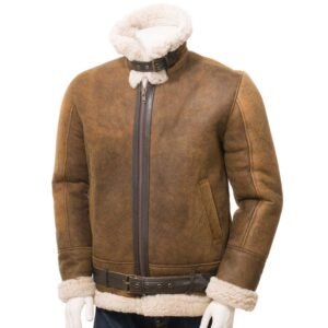 Men’s Tan Sheepskin Aviator Jacket