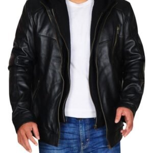 Black Hooded Leather Jacket worn by Jay Halstead in TV Series Chicago P.D
