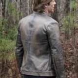 Brown Distressed Leather Jacket worn by Angus in MacGyver 1