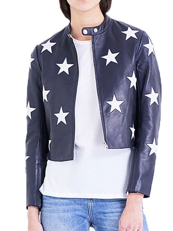 Cheryl Blossom Riverdale Star Printed Leather Jacket Cheryl Blossom Riverdale Star Printed Leather Jacket
