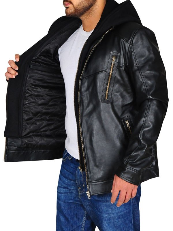Jay Halstead TV Series Chicago P.D. Black Leather Jacket with Hood Jay Halstead TV Series Chicago P.D. Black Leather Jacket with Hood