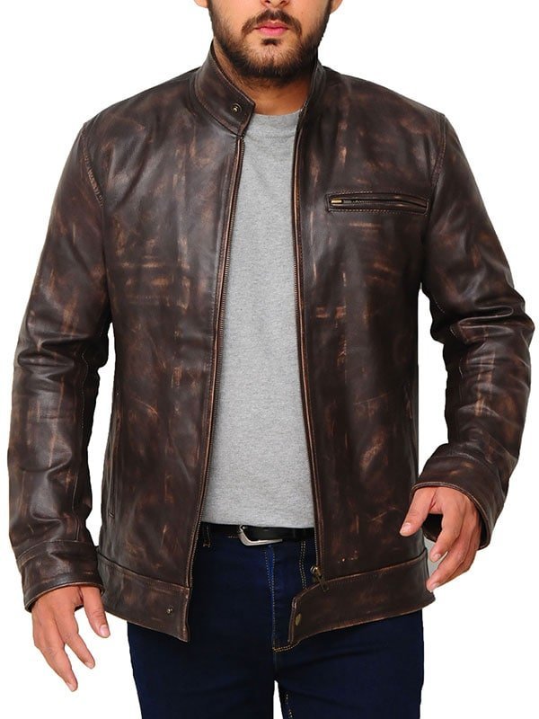 Lucas Till Angus MacGyver Brown Distressed Leather Jacket 1 Lucas Till Angus MacGyver Brown Distressed Leather Jacket 1
