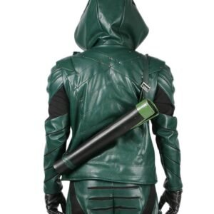 green arrow leather jacket with hoodie