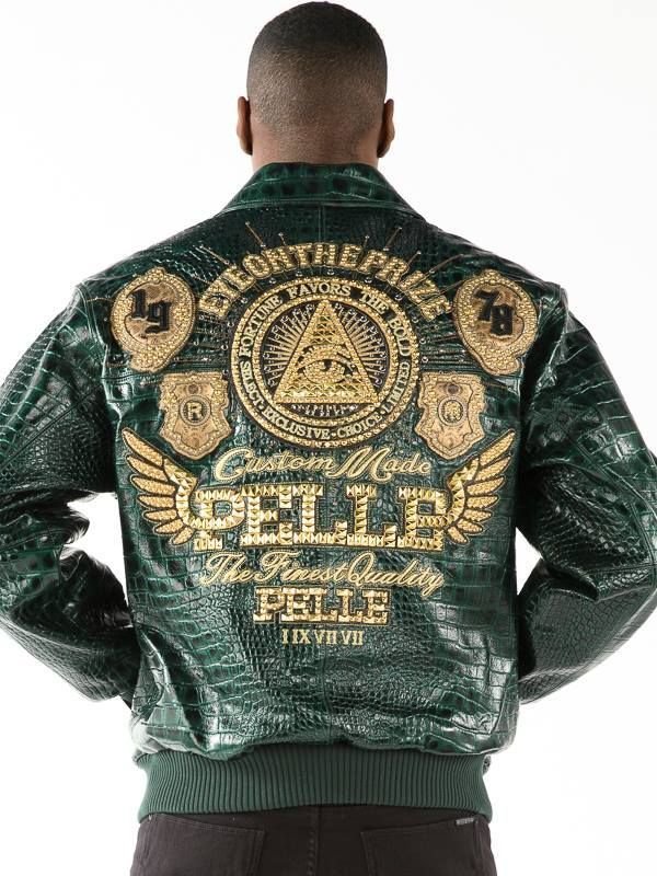 Pelle Pelle Mens Eye On The Prize Green Leather Jacket Pelle Pelle Mens Eye On The Prize Green Leather Jacket