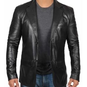 Carter Men’s Lambskin Leather Blazer – Smart 2-Button Jacket | Mad Skinwear