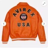 Avirex American Flight Jacket – 100% Leather, Bold Orange