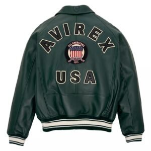 Green Leather Bomber Jacket | Aviation-Inspired Outerwear