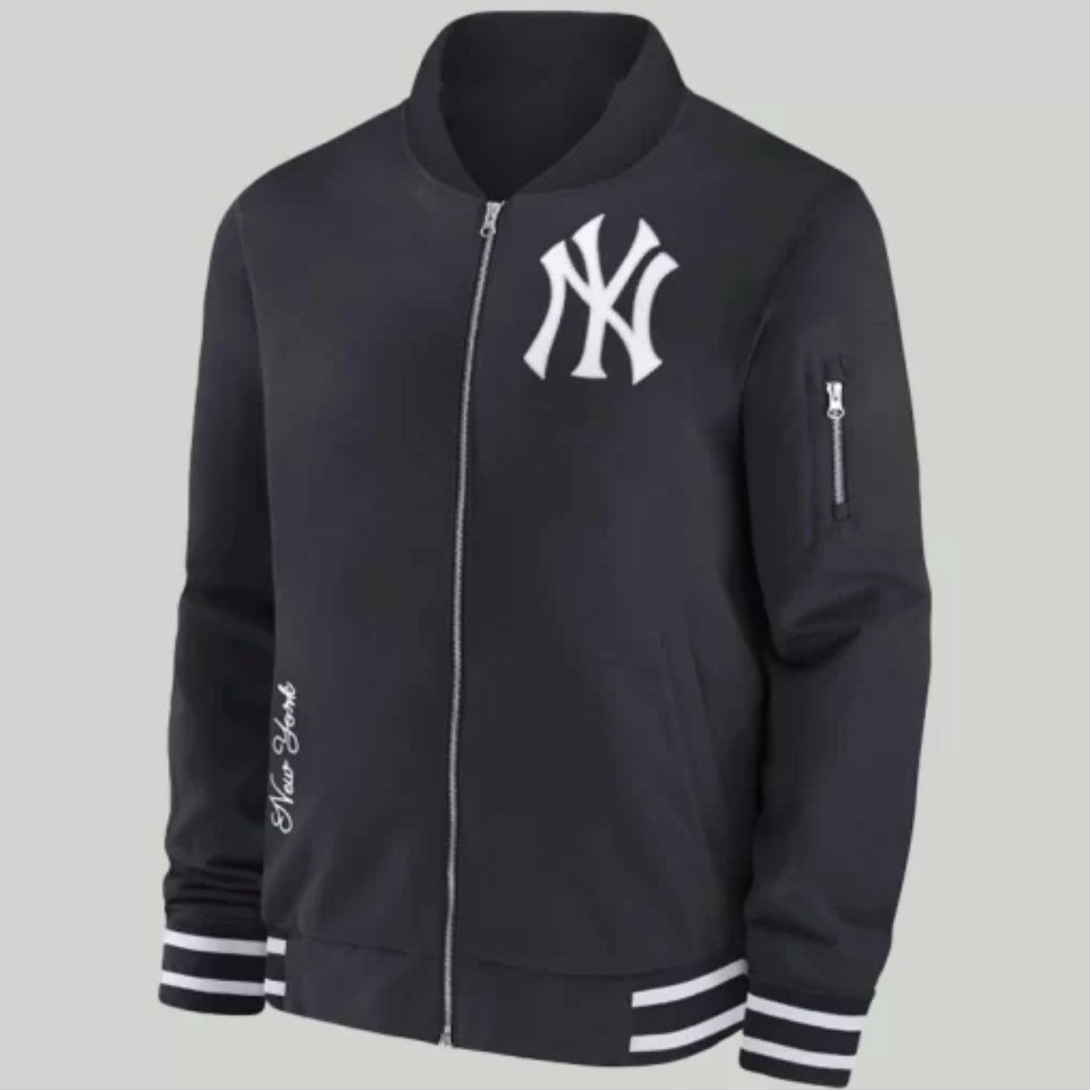 NY Jacket Black Fleece Men’s Yankees Zip Bomber Jacket – Black Edition