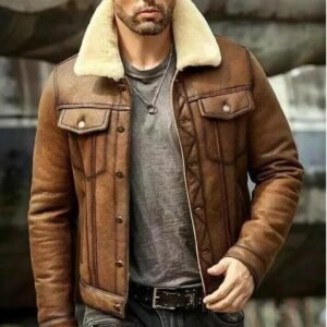 Brown Flying Pilot Bomber Jacket – Real Leather & Fur