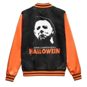 1978 Unisex Halloween Black Orange Satin Spooky Bomber Varsity Outerwear Jacket (1)