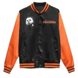 1978 Unisex Halloween Black Orange Satin Spooky Bomber Varsity Outerwear Jacket (2)