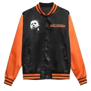 1978 Unisex Halloween Black Orange Satin Spooky Bomber Varsity Outerwear Jacket (2)