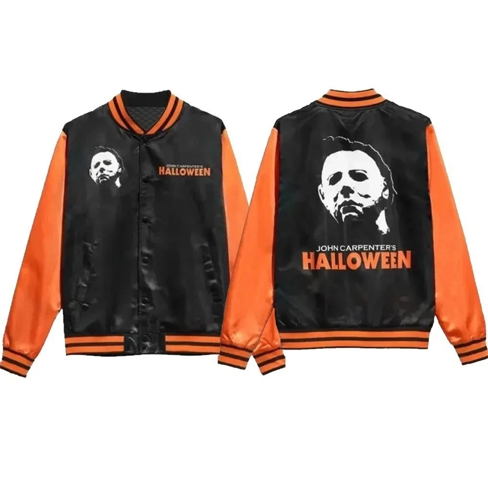 1978 Unisex Halloween Black Orange Satin Spooky Bomber Varsity Outerwear Jacket (3) 1978 Unisex Halloween Black Orange Satin Spooky Bomber Varsity Outerwear Jacket (3)