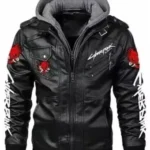 Cyberpunk 2077 Samurai Hooded Leather Jacket – Black Biker Style for Gamers