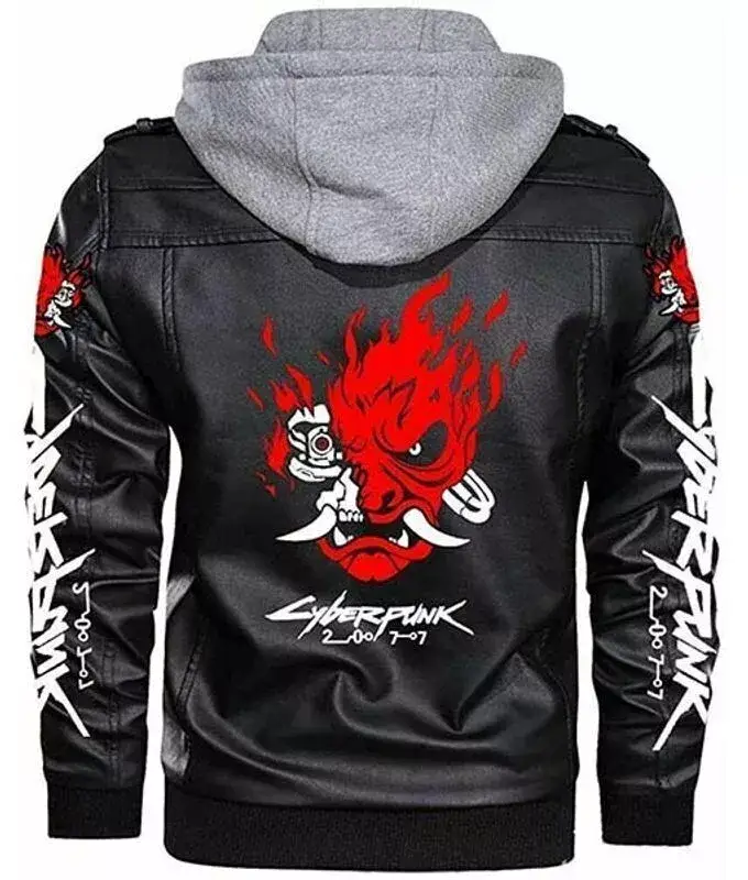 Cyberpunk 2077 Samurai Hooded Leather Jacket – Black Biker Style Cyberpunk 2077 Samurai Hooded Leather Jacket – Black Biker Style
