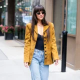 Dakota Johnson Mustard Suede Jacket