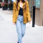 Dakota Johnson Mustard Suede Blazer – 2025 Style Icon