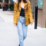 Dakota Johnson Mustard Suede Blazer – 2025 Style Icon