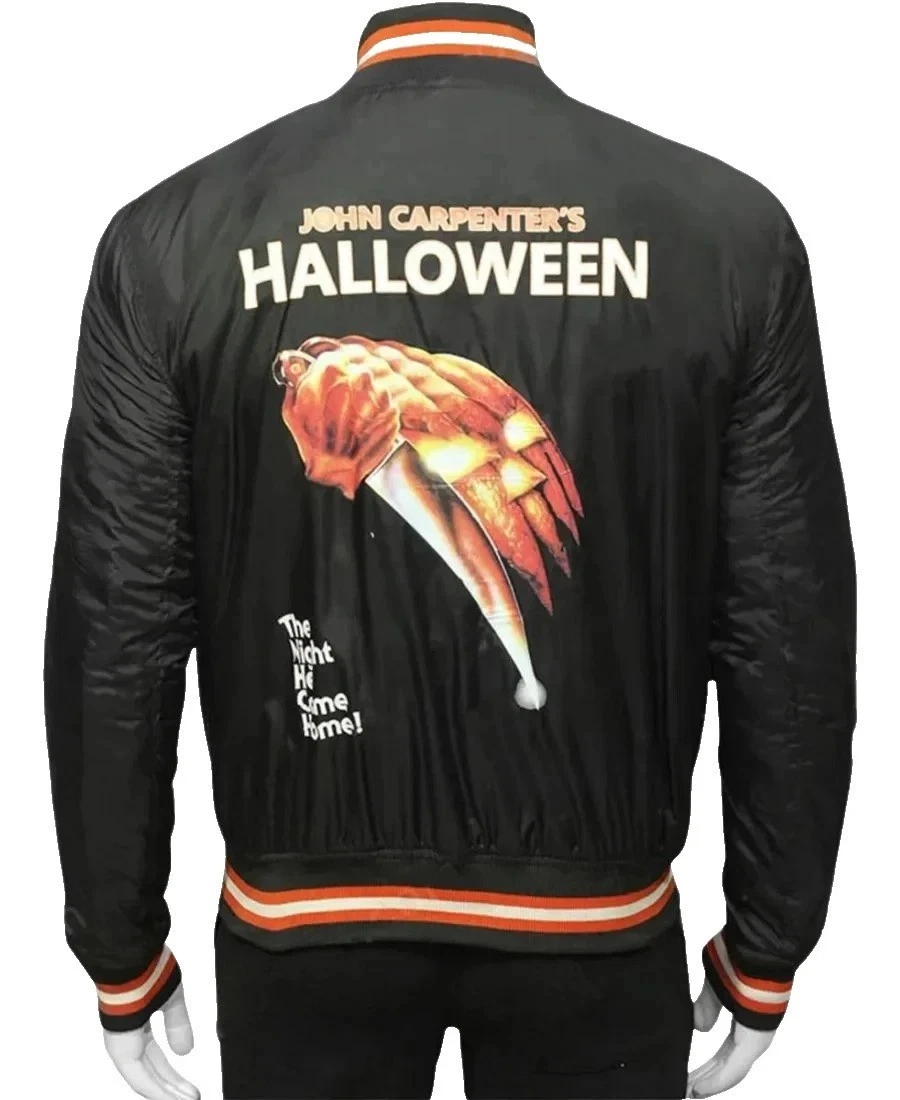 John Carpenter's Halloween Style 1978 Black Bomber Jacket (2) John Carpenter's Halloween Style 1978 Black Bomber Jacket (2)