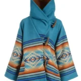 Kelly Reilly Jacket Beth Dutton Yellowstone Blue Hooded Poncho Women