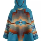 Kelly Reilly Jacket Beth Dutton Yellowstone Blue Hooded Poncho Women Coat