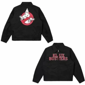 Klux Buster Black Cotton Jeans Full Zipper Bomber Jacket Embroidery Logo (1)