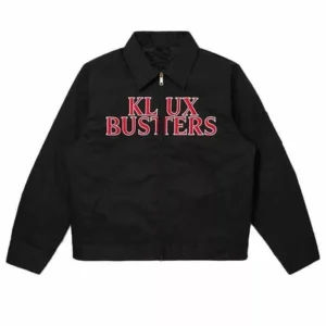 Klux Buster Black Cotton Jeans Full Zipper Bomber Jacket Embroidery Logo (3)