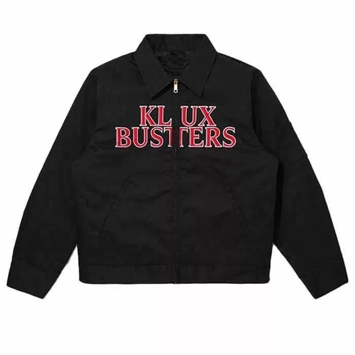 Klux Buster Black Cotton Jeans Full Zipper Bomber Jacket Embroidery Logo (3) Klux Buster Black Cotton Jeans Full Zipper Bomber Jacket Embroidery Logo (3)