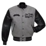 Letterman Halloween Streetwear Gray Wool & Leather E Varsity Jacket
