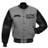 Letterman Halloween Streetwear Gray Wool & Leather E Varsity Jacket