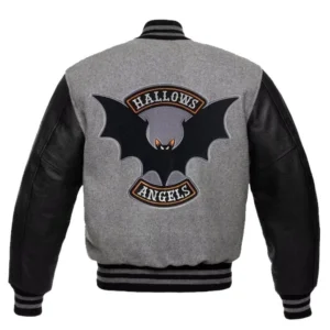Letterman New Halloween Streetwear Gray Wool & Leather E Varsity Jacket