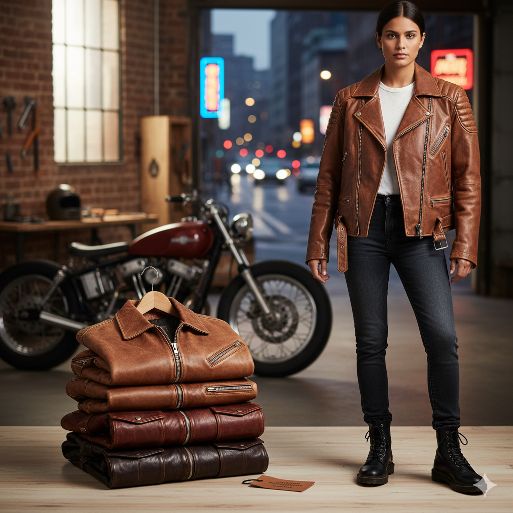 leather jacket brown colour
