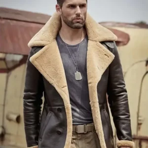 Sheepskin Leather Trench Coat Shearling Winter Jacket