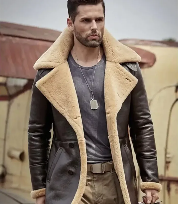 Sheepskin Leather Trench Coat Shearling Winter Jacket Sheepskin Leather Trench Coat Shearling Winter Jacket