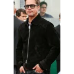 Black Suede Leather Jacket for Men – Brad Pitt F1