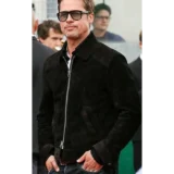 Black Suede Leather Jacket for Men – Brad Pitt F1