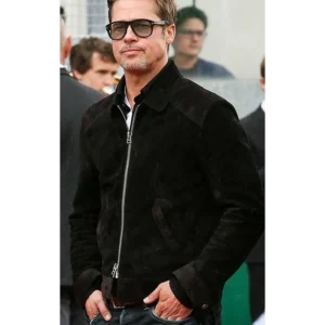 Black Suede Leather Jacket for Men – Brad Pitt F1