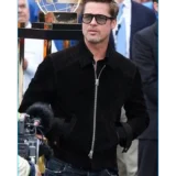 Black Suede Leather Jacket for Men – Brad Pitt F1 Trucker