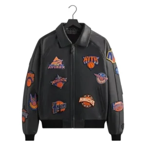 Kith & AVIREX Knicks Leather Jacket Icon Patch Streetwear Bomber