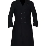 Sherlock Holmes Black Wool Trench Coat for Men Benedict Cumberbatch Winter Jacket UK