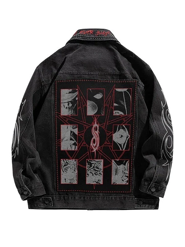 Materials Denim Slipknot Inspired Heavy Metal Denim Jacket – Unisex Streetwear (2) Materials Denim Slipknot Inspired Heavy Metal Denim Jacket – Unisex Streetwear (2)