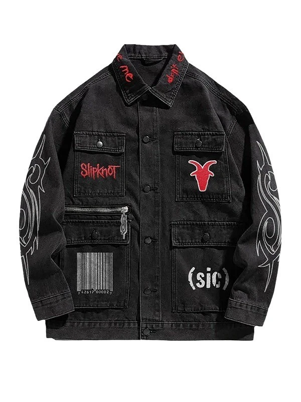 Materials Denim Slipknot Inspired Heavy Metal Denim Jacket – Unisex Streetwear (3) Materials Denim Slipknot Inspired Heavy Metal Denim Jacket – Unisex Streetwear (3)