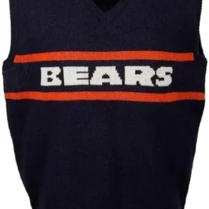 Mike Ditka Chicago Wool Vest – Bears Embroidered Sleeveless Pullover Vest